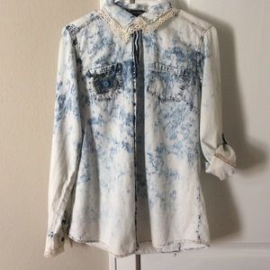 Cotton express hand embellished woman’s Jean shirt